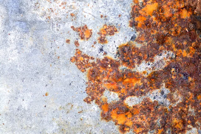 Texture d'un métal patiné, teintes rouille